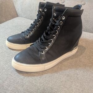 Wishbone Collection wedge sneaker boot hidden heels suede leather